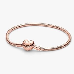 Pandora Moments Heart Clasp Snake Chain Bracelet 583050c0014k rose gold plating